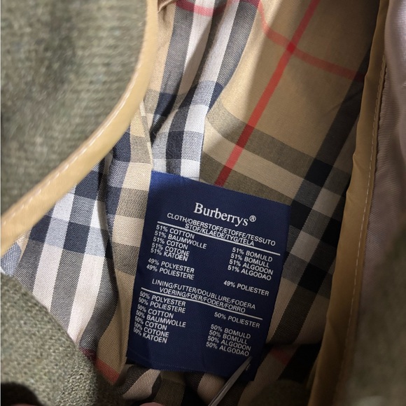VTG Burberrys Beige Trench Coat 100% Wool Liner Removable Nova Check Mens 42Long - Picture 16 of 16